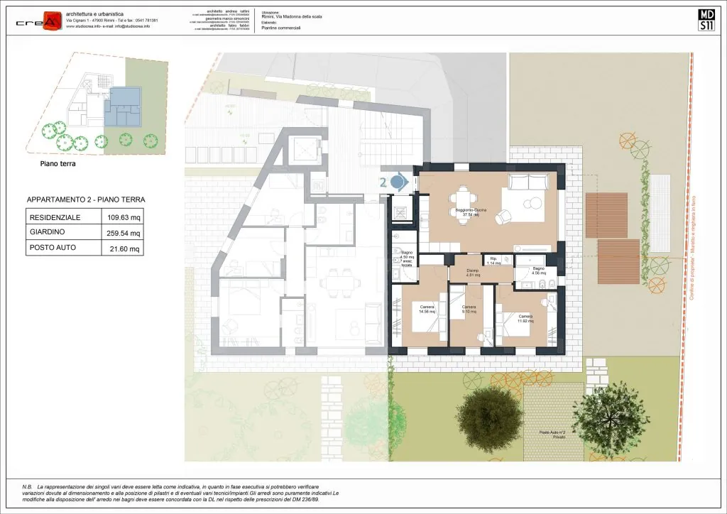 Planimetria Quadrilocale Piano Terra - Ecoter Immobili - Via Madonna della Scala 11